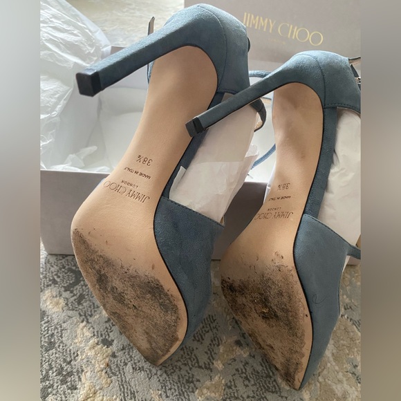 Jimmy Choo Lancer 100 Pointed Toe Slingback Classic, Dusk Blue, Size 8 (38.5) - Picture 5 of 7